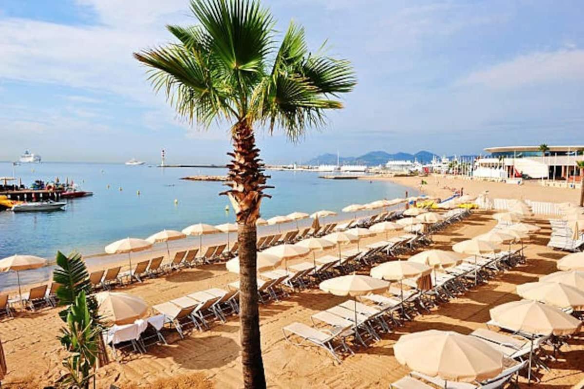 CANNES plage 2mn/45m2/vue mer/inernet/clim/parking privé Exterior foto